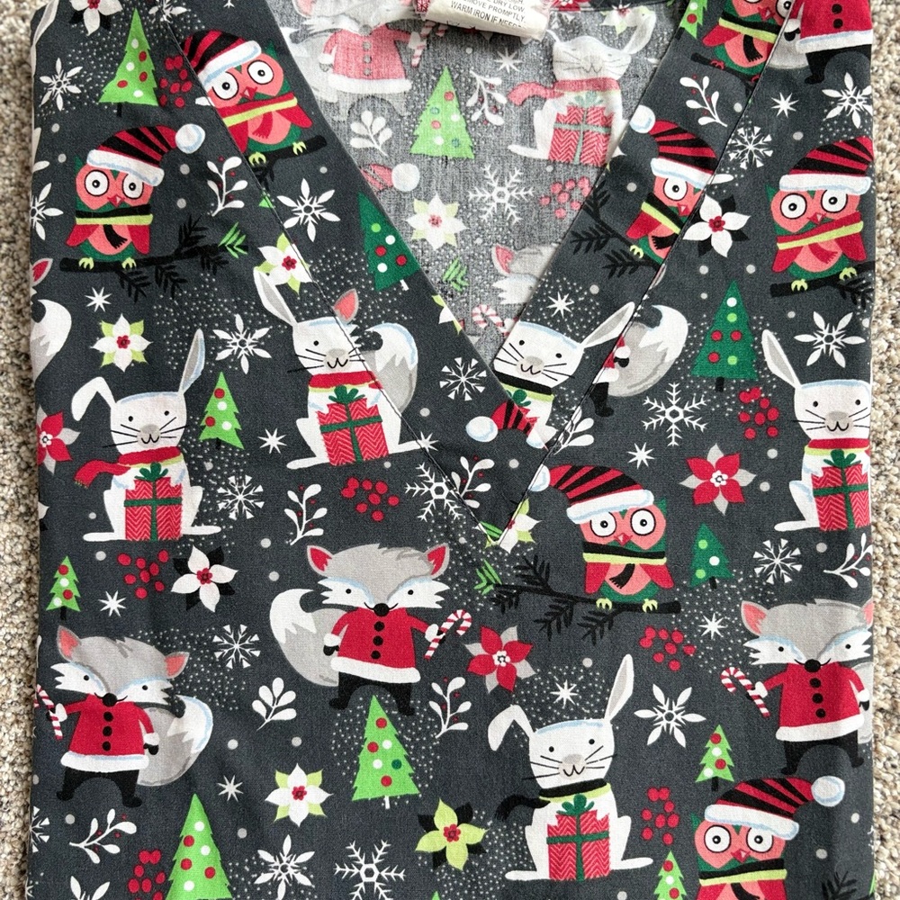 Uniform Advantage Festive Animal Print Scrub Top